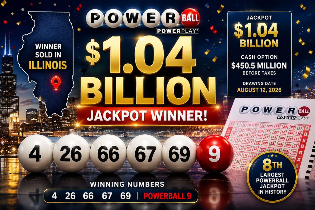 Powerball lottery ticket showing Powerball and Power Play numbers